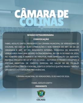 Câmara de Vereadores realiza Sessão Extraordinária nesta sexta-feira (15)
